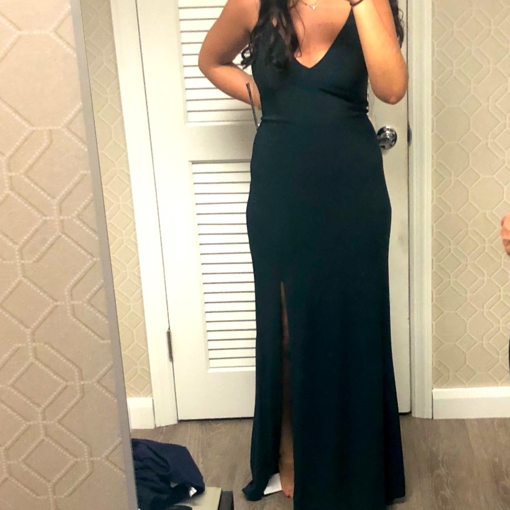 Dark Green Gown with Slit